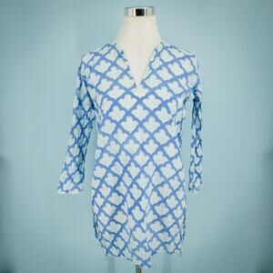 Roberta Roller Rabbit Size Small S Blue Scallop Shell Print Tunic Cover Up Dress